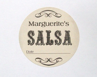 Vintage Custom Kitchen Labels - Canning Labels - SALSA Stickers - Personalized Labels From The Kitchen - You Choose the Size