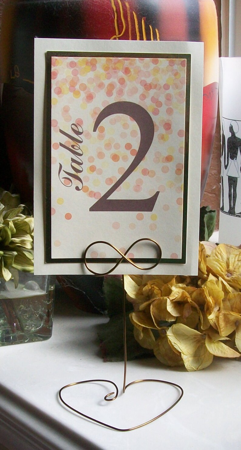 INFINITY Tall Wire Table Number Holder Heart or Circle ...