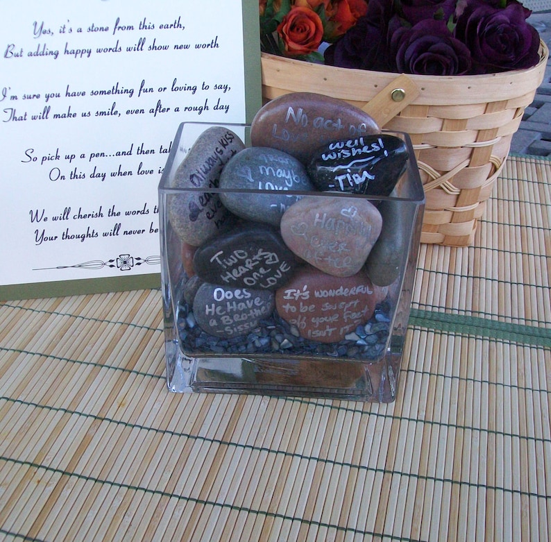 Wishing Stones Unique Special Occasion or Wedding Guest Book Alternative Guestbook set of 100 image 4