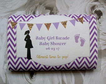 Popcorn Wrapper - Baby Shower - Microwave Popcorn Sleeve - Favor Thank You Bag - CHEVRON and BANNER