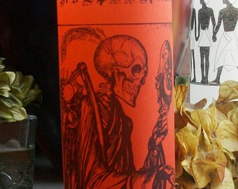 Halloween Skeleton - It's Spook Time - Halloween Lantern - Bright Orange Luminarie - Luminary - Luminaria