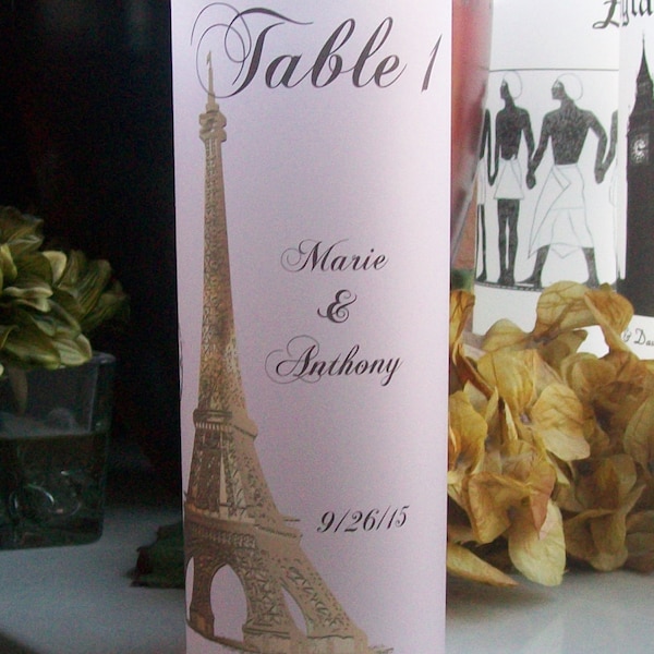 PARIS France Table Luminarie Centerpiece - Gold Eiffel Tower - Personalized - Lantern - Luminaria - French - Parisian