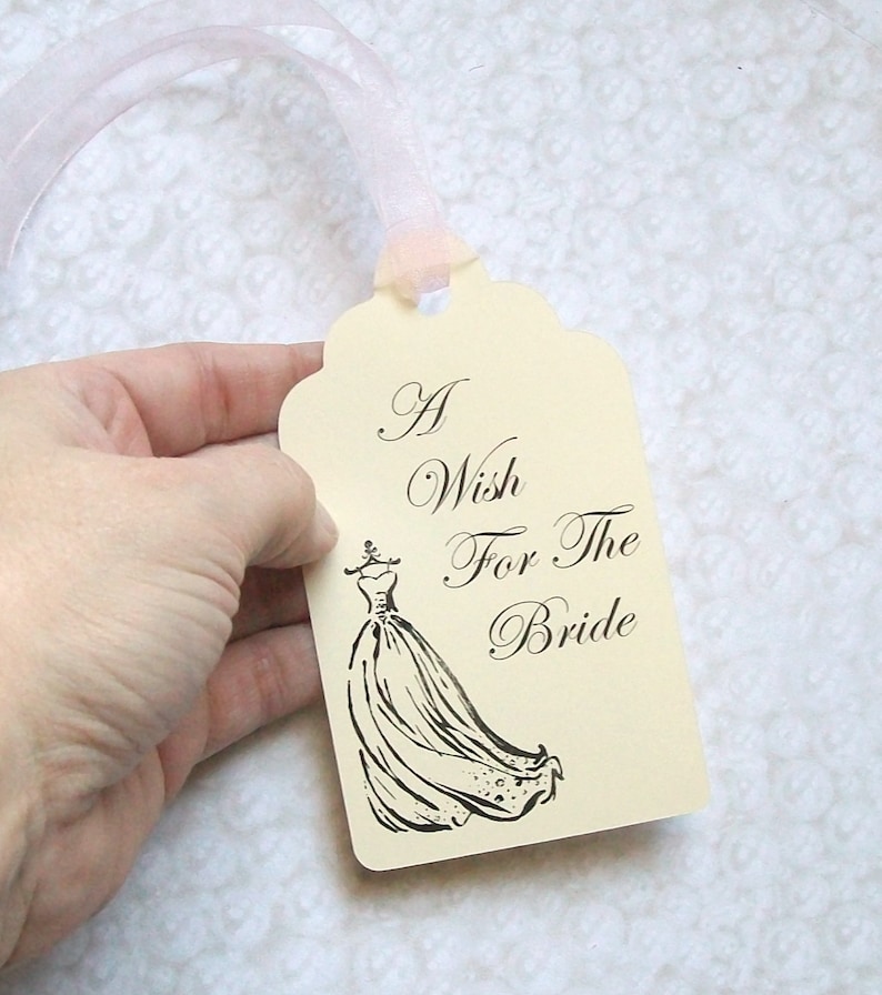Bridal Shower Wishing Tree Tags Wedding Gown A Wish for the Bride set of 50 image 1