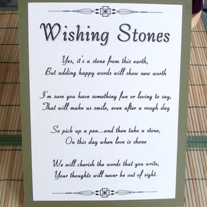 Wishing Stones Instructions Sign - Customize For Your Event - Guest Book