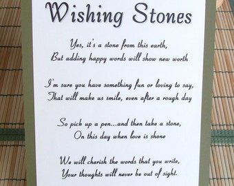 Wishing Stones Instructions Sign - Customize For Your Event - Guest Book