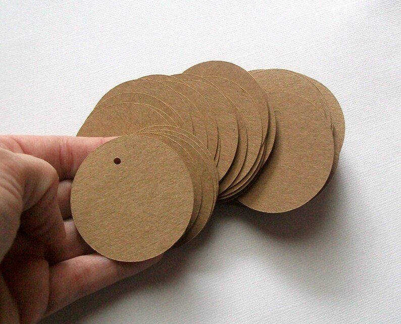 Round Die Cut Circle Tags With Holes Brown Kraft Paper 2 Etsy