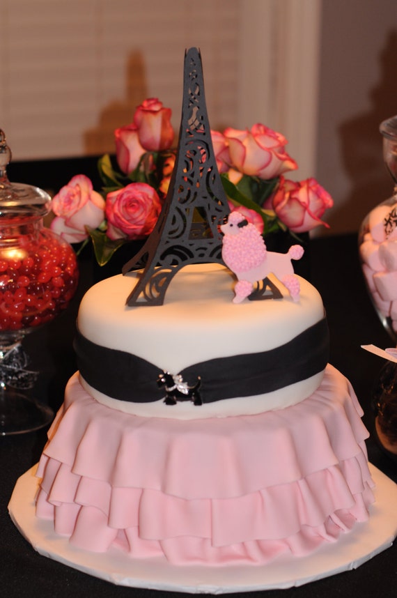 3d Tour Eiffel Table Centre De Table Gateau Noir Sur Noir Etsy