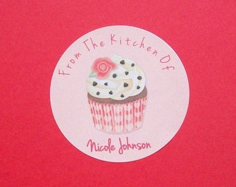 Vintage CUPCAKE Labels - From the Kitchen Sweets - Baking Stickers - Personalized Labels - You Choose the Size