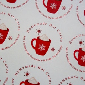 Hot Chocolate Mix Labels - Personalized Holiday Hot Cocoa ROUND Stickers - Teacher - Holiday Gift - You Choose the Size