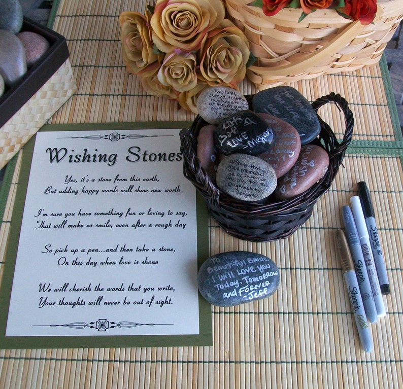 Wishing Stones Unique Special Occasion or Wedding Guest Book Alternative Guestbook set of 50 image 2