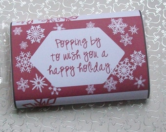 Popcorn Wrapper - FROZEN WINTER SNOWFLAKE - Christmas Hanukkah - Microwave Popcorn Sleeve - Gift - Teacher - Snow - Snowflakes - Holiday