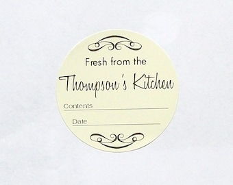 Kitchen Canning Labels - Stickers - Personalized Labels Fresh From The Kitchen - You Choose the Size