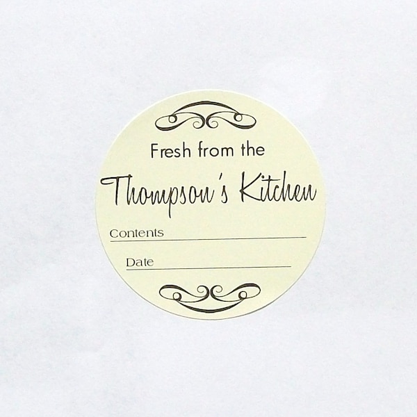 Kitchen Canning Labels - Stickers - Personalized Labels Fresh From The Kitchen - You Choose the Size