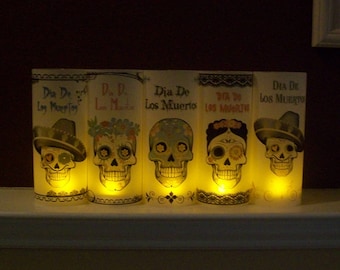 Day of the Dead - Vellum Luminarie Collection - Dia De Los Muertos - SUGAR SKULLS - Skull Lantern - Luminary - Luminaria (5)