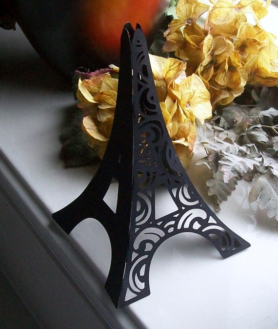 3d Tour Eiffel Table Centre De Table Gateau Noir Sur Noir Etsy