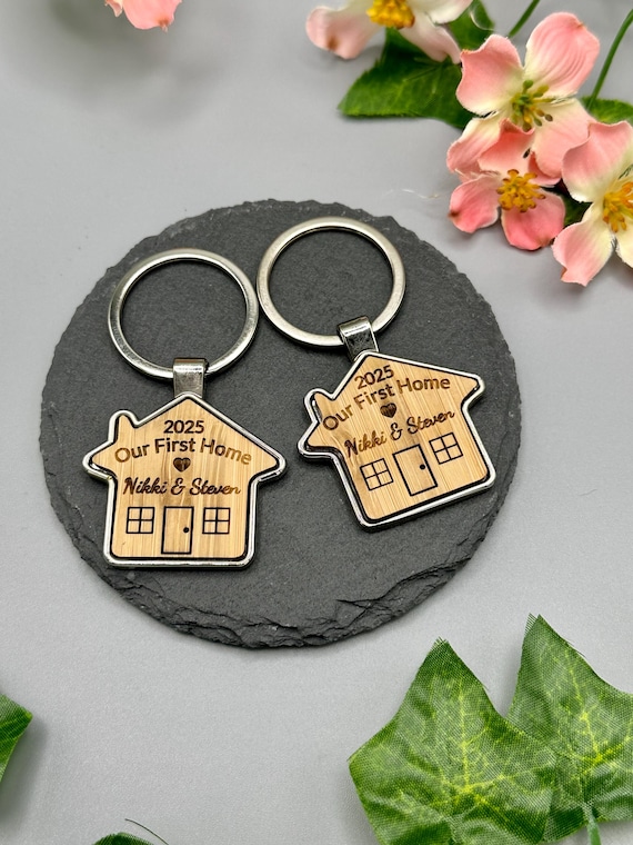 Personalised Home Sweet Home Key Rings – Set of Moving House