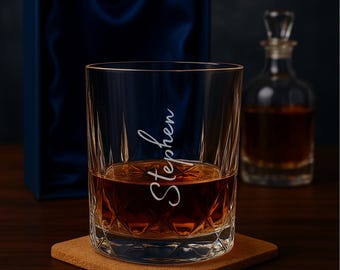 Personalised Crystal Whiskey Glass | Engraved Custom Name Gift for Dad Him | Birthday Fathers Day Christmas Anniversary