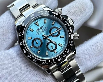 Stahleinsatz Vintage Uhr Seiko Platinum Taucheruhr NH (TMI) Blaues Zifferblatt Edelstahl Saphir Doppelkuppel Option 40mm mittlere Größe