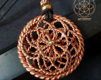 Lotus of Life Tensor Ring Pendant 144MHz 177MHz Copper Necklace Sacred Geometry Grounding Protection Amulet Spiritual Healing Jewelry Gift