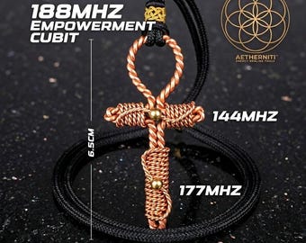 Hand-Forged Copper Ankh Pendant: Triple-Cubit Sacred Geometry Talisman (144/177/188MHz)