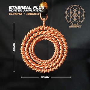 Handgemaakte koperen vortexversterkerhanger 144 188 MHz Ethereal Flux Tensor Ringketting EMV-bescherming Intuïtie Aarding Auraschild
