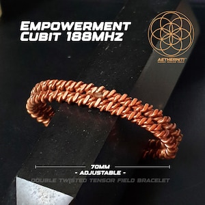 Double Twisted Tensor Field Bracelet – Empowerment Cubit 188 MHz – Handcrafted Pure Copper Energy Bangle