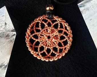 Handmade Copper Seed of Life Tensor Ring Pendant