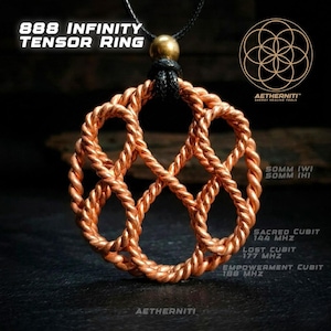 888 Infinity Tensor Ringhänge 144MHz 177MHz 188MHz Kopparhalsband Helig Geometri Överflödsamulett Skydd Andlig Healing Gåva