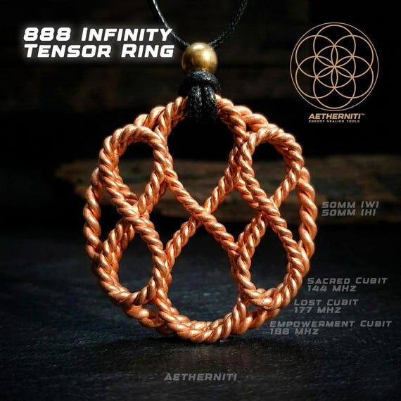 Indigo,RaMu cubit インフィニティ×テンソルコイル ペンダント 888 Infinity Copper Tensor Ring Pendant | Energy Healing Jewelry