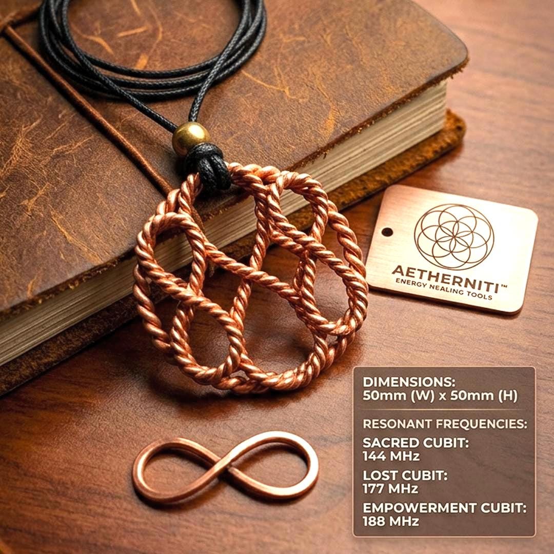 Indigo,RaMu cubit インフィニティ×テンソルコイル ペンダント 888 Infinity Copper Tensor Ring Pendant | Energy Healing Jewelry
