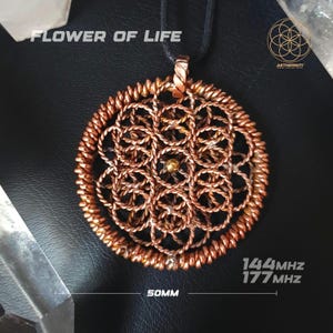 Flower of Life Tensor Ring Pendant for Energy Balance and Spiritual Healing