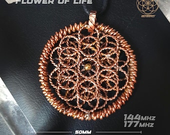 Flower of Life Tensor Ring Pendant for Energy Balance and Spiritual Healing