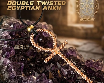 Double Twisted Egyptian Copper Ankh | Black Cubit Tensor Key of Life