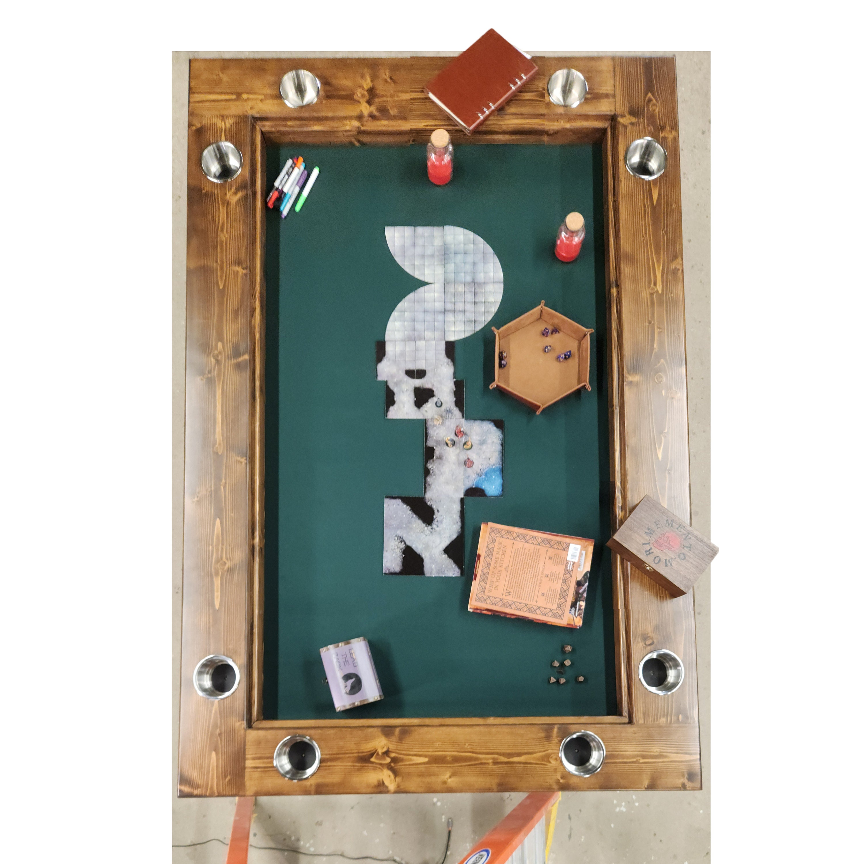 Custom Gaming Table, Role Playing Game Table With Folding Legs, Vaulted