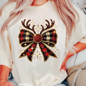 Christmas Coquette Bow Tshirt, Comfort Colors Christmas Shirt, Coquette Christmas Tee, Coquette Shirt, Holiday Shirt, Christmas Bow Shirt