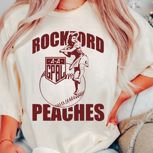 Rockford Peaches T-Shirt: Comfort Colors Baseball Graphic Tee