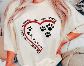 Paw Heart Print T-shirt: Pet Lover Gift