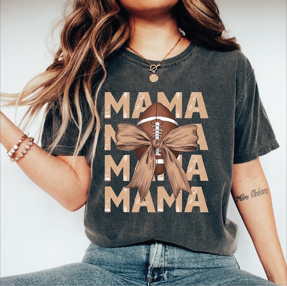 Comfort Colors Mama Football Shirt, Football Bow Sweatshirt, Football Mom Shirt, Game Day Shirt, Fall Football Season Tee, Sports Gift