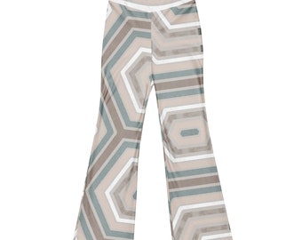 Pantalon de yoga bleu terreux octogonal à motif évasé Leggings