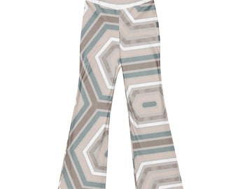 Yogahose mit Muster in Erdtönen, ausgestellte Leggings