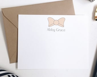 Personalized Bow Stationery Set: Custom Note Cards