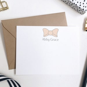 Cute Bow Personalized Stationery. Personalized Note Cards. Stationery Cards. Girly Bow