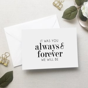 Always and Forever Card for Wedding Day. Wedding Card to Bride and Groom. Wedding Stationery. Wedding Day Card.