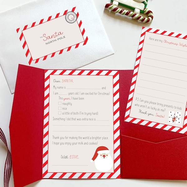 Letter to Santa Kit. Santa Letter Stationery Set. Write a Letter to Santa