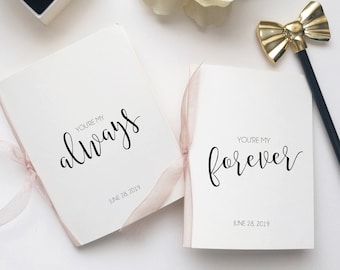 Always and Forever Vow Card Set: Wedding Vow Booklets with Ribbon
