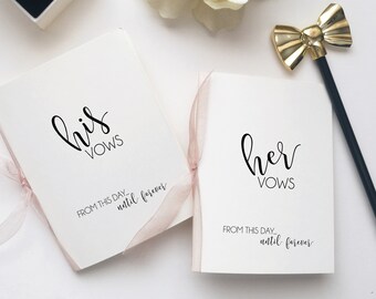 His & Hers Wedding Vow Card Booklet with Ribbon