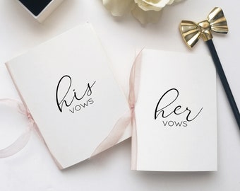 His and Hers Wedding Vow Books: Chiffon Ribbon, Page Inserts