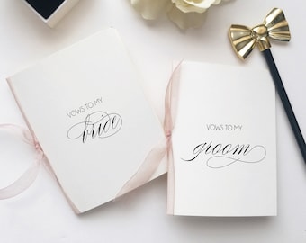 Wedding Vow Card Book Set: Bride & Groom Keepsake with Ribbon