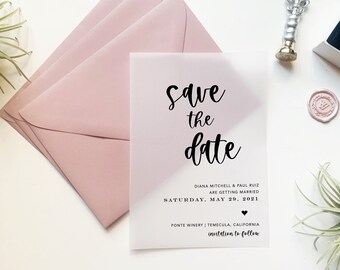 Foil Vellum Save the Date with Matching Envelopes 6x4 inches Foil Vellum Save the Date with Matching Envelopes 6x4 inches