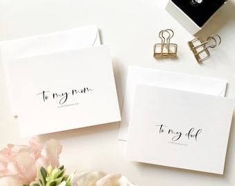 Wedding Day Cards for Mom and Dad, Simple Stationery Set